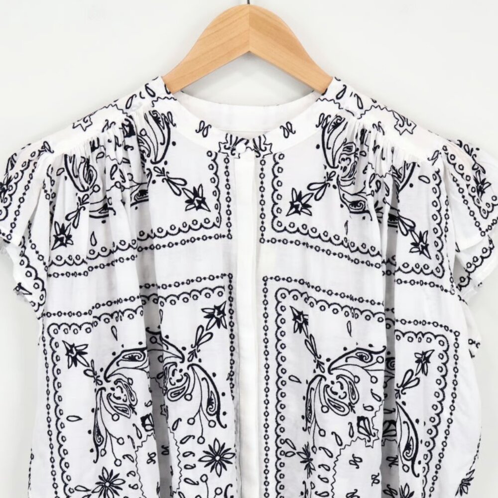 Madewell White Button-Down Bandana Print Top - Picture 3 of 8